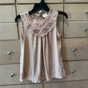 Knox Dusty Rose Lace Trim Blouse XS